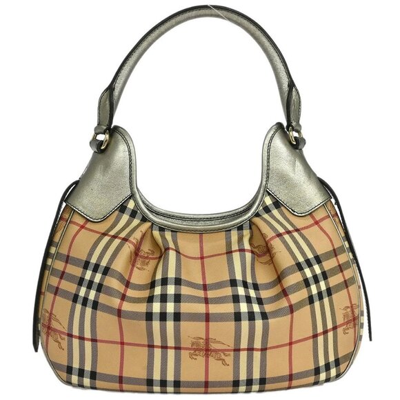 Burberry Beige Gold House Check Handbag - Picture 1 of 13